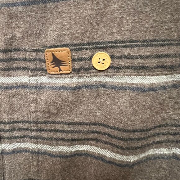 Hippy Tree Med Brown Mens Horizontal Striped Flannel Button Long Sleeve Shirt - Picture 6 of 6
